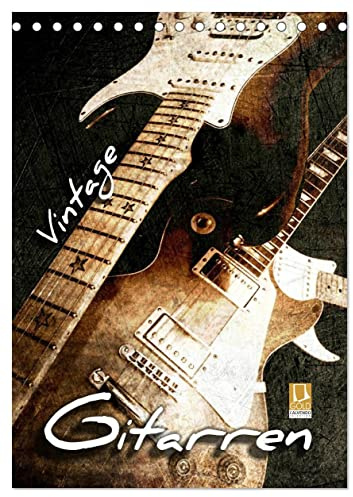 Vintage Gitarren (Tischkalender 2026 DIN A5 hoch), CALVENDO Monatskalender: Gitarren im Vintage-Style in Szene gesetzt (CALVENDO Kunst)