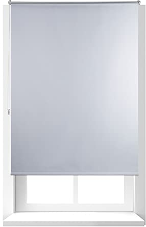 Relaxdays Thermo Verdunklungsrollo, Hitzeschutz, Fenster Seitenzugrollo, Klemmfix ohne bohren 120x160, Stoff 116cm, weiß