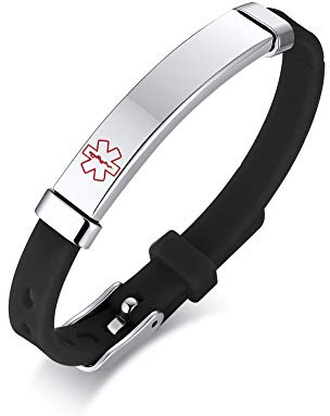 Vnox Personalizza Braccialetto Medico ID per Bambini, Silicone Regolabile