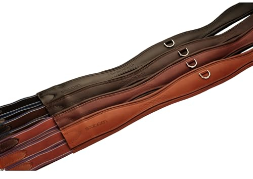 Stübben Leder-Sattelgurt Langgurt Overlay mit beidseitigem Elastikzug - Ebony - 145cm