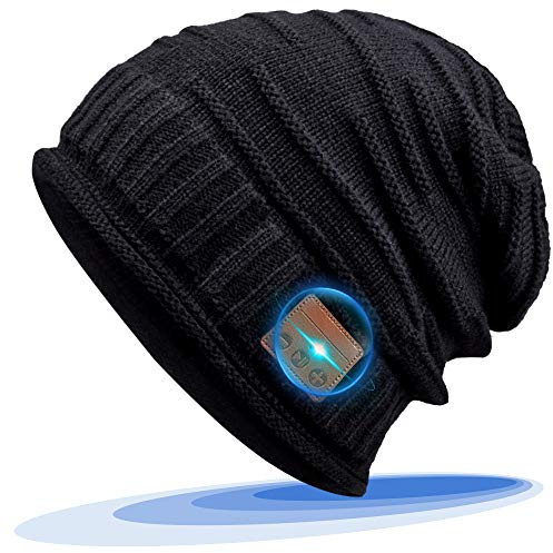 Idee Cadeau Personnalisé Noel Homme Femme Original High Tech Gadget Insolite Utile Bonnet Bluetooth pour Papa Pere ado Garçon Couple Collegue Frere Casquette Chapeau pour Anniversaire