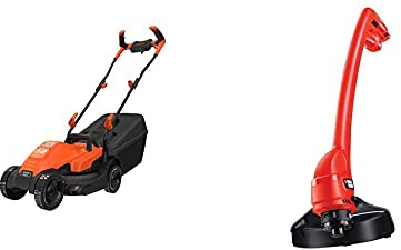 BLACK+DECKER Tagliaerba Elettrico Ampiezza Taglio 32 Cm, Capacità Di Raccolta 35 Litri, Impugnatura Ergonomica Bike 1200 W & Tagliabordi Elettrico Ampiezza Taglio 23 Cm, Impugnatura Singola 250 W