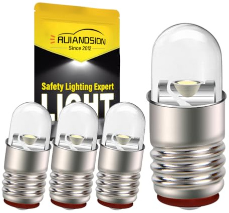 Ruiandsion E5 LED Bulb White 12V E5 E5.5 Screw Base LED Bulb Upgrade for Modle Train Lights(Pack of 4)