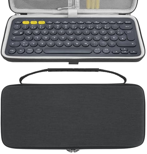 Geekria Keyboard Carrying Case, Hard Shell Protective Travel Bag for Small Compact Keyboard, Compatible with Logitech Pebble Keys 2 K380s/ K380 (Black)