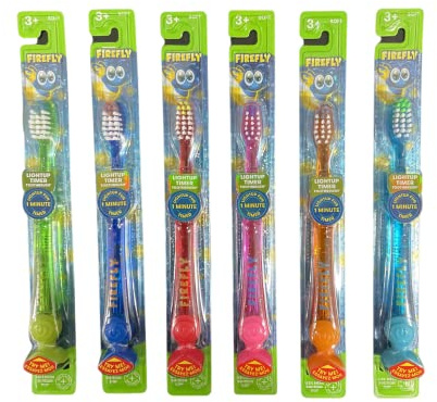 Firefly The Original Flashing Light up Timer Toothbrush for Kids with Suction Cup, 12 Count Pack of 1