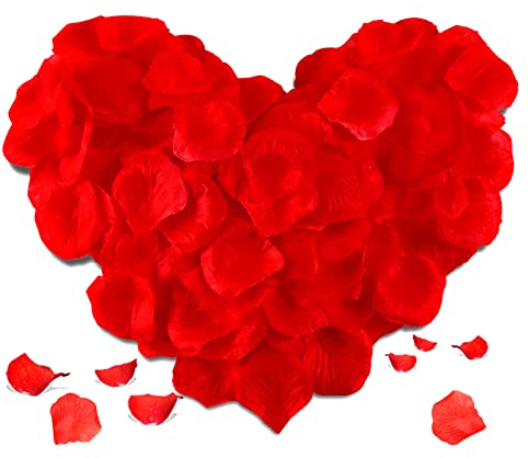 Redamancy 1200 Pezzi Petali di Rosa, Petali di Rosa Artificiali, Petali di Rosa finti, Per Matrimonio san Valentine e Fidanzamento, Proposta Di Matrimonio, Compleanno, Atmosfera Romantica (Rosso)
