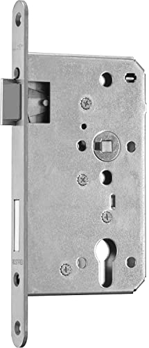BMH 0450.000079 Einsteckschloss Einstemmschloss PZW Links DM65 Meisterstück, mit Rundstulp 20mm, Edelstahl 0450, Silber