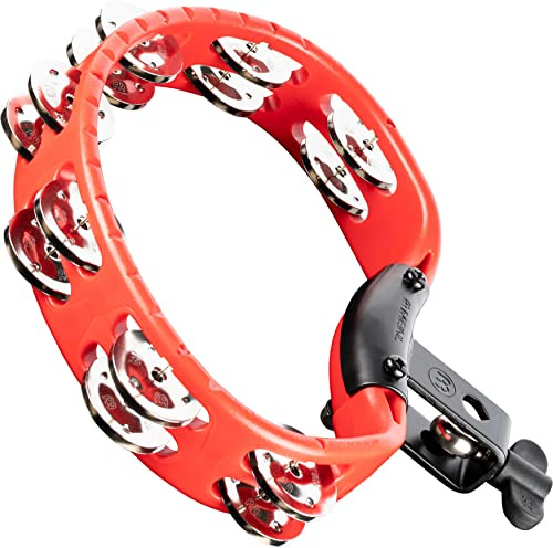 Meinl Percussion Headliner Mountable ABS Tambourine, Rot (HTMT2R) | Tamburin mit 2 Reihen Jingles, mit Halterung, ABS Kunststoff und Stahl