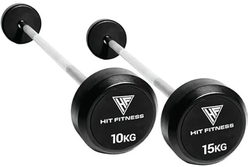 Hit Fitness Unisex-Adult Round Rubber End Barbell 20KG, Schwarz & Chrom, 106.6 x 18 x 18 cm