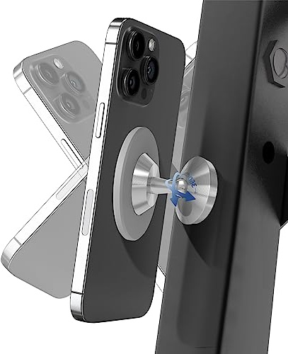 NEWZEROL Verbesserte Magnetische Handyhalterung für Fitnessstudio/Auto, Kompatibel für Mag-Safe, Dual-Magnet mit starkem Magnet, Einfach und Fest für Jedes Handy für Videos und Selfies - Silber