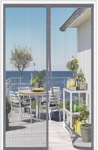 Fliegengitter Balkontür 70x210 cm,Fliegengitter Tür Magnet Insektenschutz Balkontür Hohe Beanspruchung，Extra starke Magnete,Fliegenvorhang Terrassentür，Magnetvorhang ohne Bohren，Grau