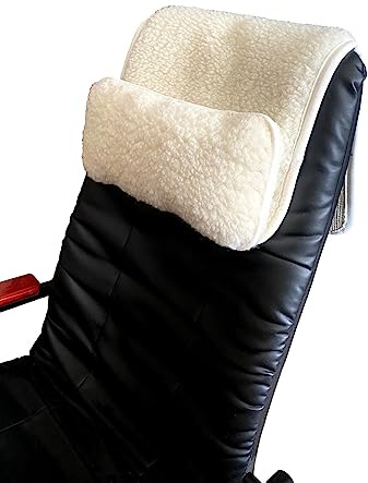 Alpenwolle Nackenkissen für Sessel - kleines Kissen - Nackenkissen - 100% Wolle - Anti Rutsch Rückseite (Merinowolle weiß)