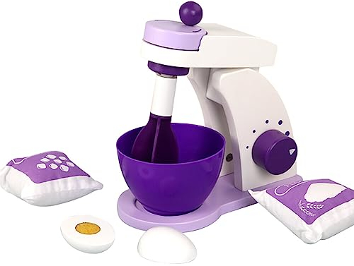 Surakey Kinderküche Zubehör Holz Lebensmittel Spielküche Holz Rührgerät Set, Rührgerät Spielset Puppenküche Zubehör Hölzernes Küche Spielzeug für Kleinkinder Jungen Mädchen