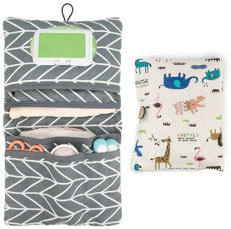 SUPRBIRD Windeltasche, Windeltasche für Unterwegs, Windeltasche mit Wickelunterlage, Wickeltasche Organizer, Wickelorganiser für Windeln Creme Tücher