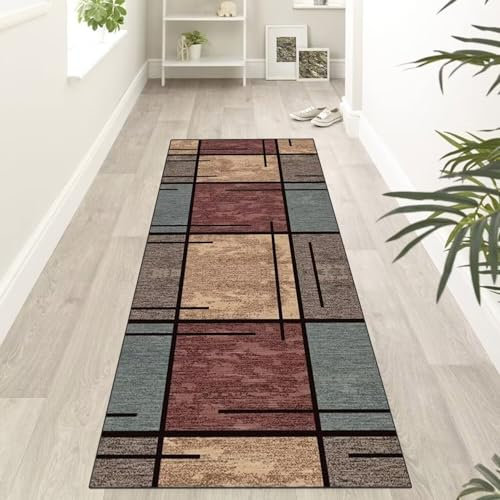 ZUZEKU Abstrakte Bunt Läufer Flur Küche Waschbar rutschfest 80X200cm Vintage Bunt Lang Küchenteppich Flurteppich Teppich Fur Korridor Wohnzimmer Schlafzimmer Meterware Anpassbar