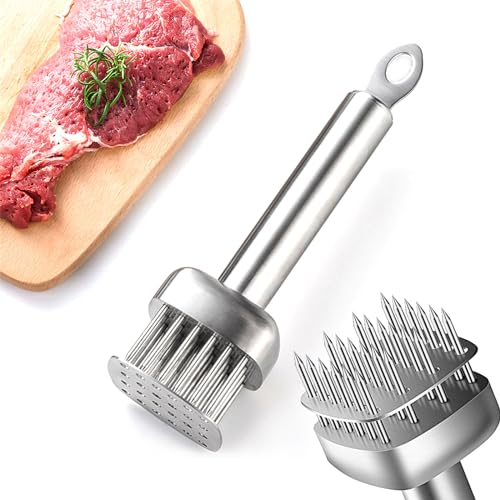 RoseFlower Batticarne, in acciaio inossidabile 304, ago per carne sciolta, martello tenero per carne, strumento per aghi, strumento per cottura resistente, utilizzato per cucinare bistecca di petto di