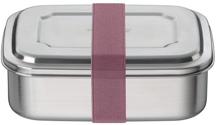 THERMOcafé TC Brotdose 1,00 l, Edelstahl, spülmaschinenfest, rose gold | Edelstahl-Lunchbox mit Textilband, Pausenbrotbox für Schule, Uni , Büro & Unterwegs, rosa