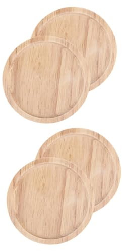Garneck 4 Stück Untersetzer Runde Tischsets Schreibtischstativ Verschleißfeste Tassenunterlage Aus Holz Getränkebecherauflage Vintage Tassen Geschirrmatte Cup-pad - Hölzern Teekissen