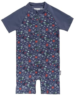 Sterntaler Schwimmanzug Unterwasser – Badebekleidung für Jungen – Einteiler Kurzarm – UV-Schutz 50+ Schwimmanzug mit Windeleinsatz bis Größe 86/92 – Baby und Kinder Bademode – Farbe blau, Größe 92