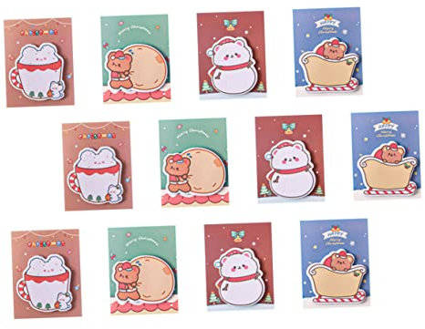 HAPINARY 12stücke Weihnachtsnotizen Haftnotizen Bunten Designs Selbstklebende Memo-notizen Für Schule Und Büro Für Weihnachtsbotschaften Und Erinnerungen