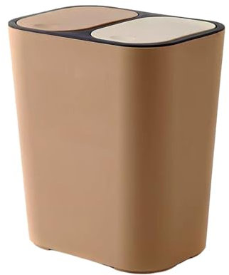 CVNIMV Poubelle Facile à Rectangle Bouton-Poussoir en Plastique avec Poubelle de tri à Double Compartiment écologique, café, 29X21X33CM