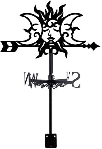 SUPERDANT Banderuola da Metallo con Sole e Luna Banderuola Segnavento con Sole e Luna Segnavento da Tetto di Direzione Del Montaggio Sul Tetto Decorazione del Giardino