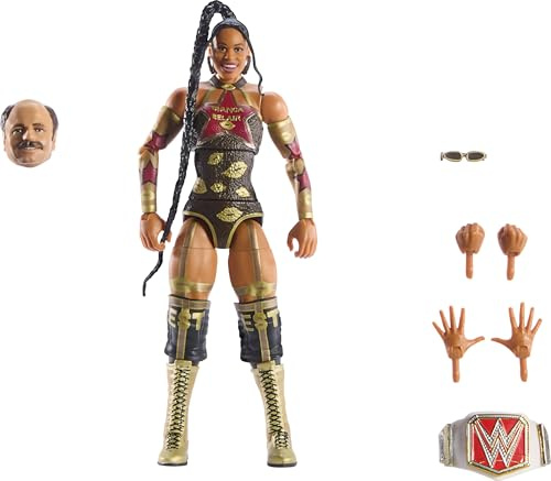 WWE Mattel Elite Collection Actionfigur & Zubehör, Premium Live Event Bianca Belair Set, Wrestlemania mit Howard Finkel Build-A-Figure Parts