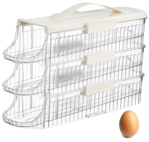 jojofuny Egg Holder Rolling Egg Container for Refrigerator Creamy Space-saving Design for Fridge Door Neat and Tidy