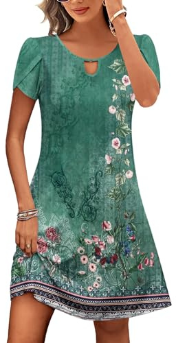 Zeagoo Women's Summer Dress Casual A-Line Beach Tshirt Dress with Pockets | Short Sleeve Sundresses, Flowy, Floral Dress, S-XXL