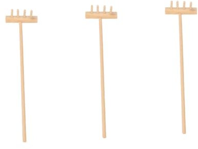 MUSISALY Mini Four Tine Desktop Rake Set for Zen Garden Accessories, 14cm x 3.5cm, 3 Pieces, Tabletop Garden Tool for Meditation and Home Decor
