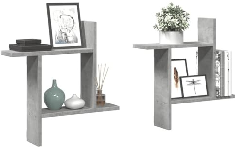 Mensole a Muro 2pz Grigio Cemento 50x12x50 cm in Truciolato (4,45KG)
