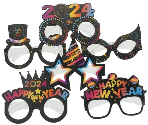 Alipis 12stücke Neujahrspapierbrillen Party Gläser Deko Requisiten Lustige Formdesign Papier Brillen Für Silvesterparty Geburtstagsfeier Tanzparty