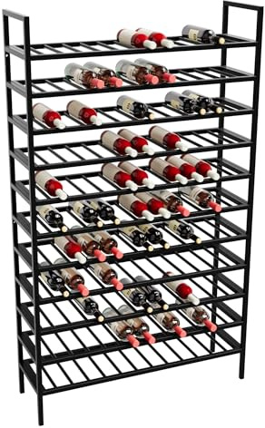 MetaloPro Porta Bottiglie in Metallo – Rack per 143 Bottiglie di Vino – Design Robusto e Elegante per Cucina, Cantina o Bar – Colore Nero – 170×100×30 cm