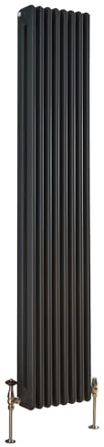 MILANO Anthracite Cast Iron Style Vertical 2 Column Radiator 1800 x 380mm