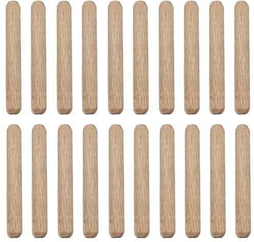 Runseaway 100Pcs 8x60mm Wooden Dowel Pins, Twill Groove Dowel Pin Hardwood Dowel Pegs with Tapered Ends for Furniture DIY Projects, Shelves, Crafts, Carpentry