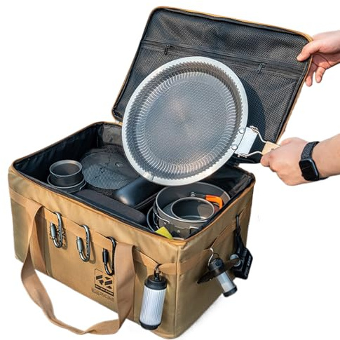 Bolsa Organizadora para Camping - Organizador De Camping con Bolsa para Utensilios De Cocina - Diseño Ergónomico con Asas Plegable Impermeable para Bebidas, Ollas, Cocina, Tazones Y Alimentos