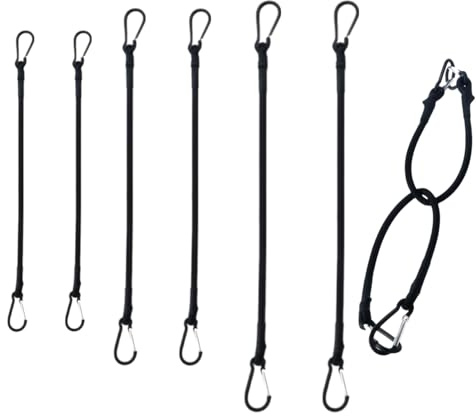 Spanngummi Mit Haken Expander Mit Haken Spanngummi Mit Karabiner Schwarz 6er 8 Mm Dick 100% Latex Gummi Set Vielzweck Gummi Spanngurte Für Gepäck, Camping Für Sonnensegel, Tarps, Garten(2x20x50x80cm