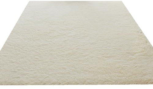 Tappeto a pelo alto, rettangolare, antiscivolo, monocromatico, beige, morbido, per soggiorno, camera da letto, 200 x 300 cm, accogliente decorazione per la casa