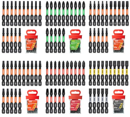 Toobeet Jeu de 90 Embouts de Vissage Professionnels 50 mm (Torx, PH, PZ, Hex, Fente), Acier S2 Magnétique, Embouts pour Visseuse à Choc, Tige Hexagonale 1/4 avec Boîte de Rangement