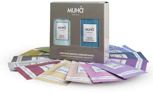 MUHA' | Kit da 13 Buste, Profumatore per Bucato, Fragranze Assortite, Essenze Profumate per Lavatrice, Formato da 10 ml ciascuna