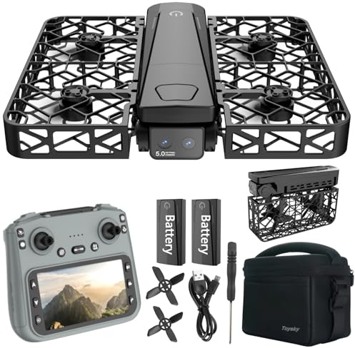 FPV Drohne mit 2K-Kamera, 4,5 Bildschirmfernbedienung Live-Übertragung, Brushless-Motor, Höhenhaltung, Ein-Tasten-Start, 360° Flip, für Anfänger, 2 Akkus, sicheres Vollschutzgitter, faltbarer Körper