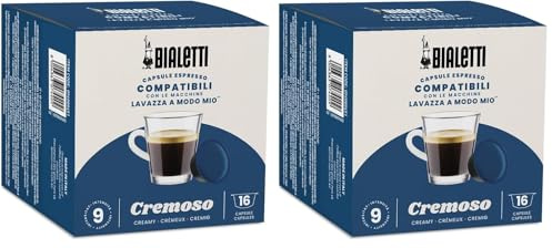 Bialetti Café Capsules compatibles Lavazza® - Cremoso - 16 Capsules (Lot de 2)