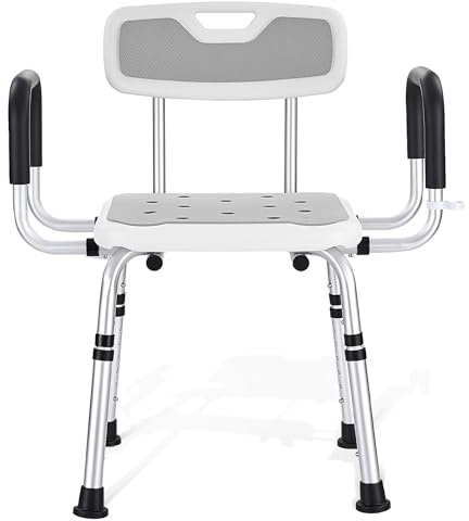 KSITEX Shower Chair for the Elderly, Shower Seat with Adjustable Width