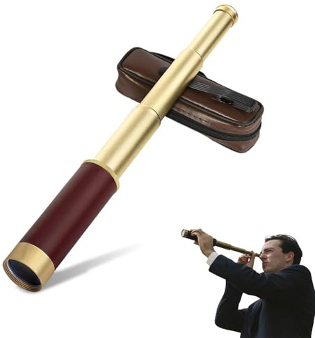 Hominas Retro Teleskop 25 x 30 Zoomable Monokulares Teleskop Messing Faltbar Tragbar Pocket Monokular für Erwachsene, für Camping im Freien, Wandern, Vogelbeobachtung, Reisen