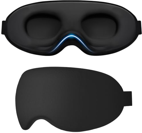 Gritin 100% Blackout Sleep Masks for Women & Men -3D Ultra Soft Comfortable Zero Eye Pressure Eye Mask for Sleeping for Side Sleepers with Adjustable Strap, Ergonomic Design Blindfold for Travel/Sleep