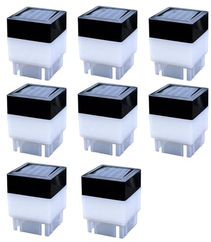 8-teilige Solar-LED-Pfostenleuchten, 2 x 2 für Zäune, Schwarz