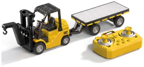 Camiones, Carretilla elevadora con control remoto, 1/64 Rc Carretilla elevadora de juguete Mini camión de doble control con estructura de aleación y diversión recargable multifunción para niños, Amar