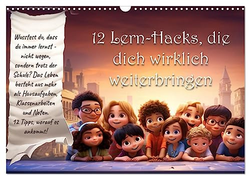 12 Lern-Hacks (Wandkalender 2026 DIN A3 quer), CALVENDO Monatskalender: Wie du am besten Lernen lernst - trotz Schule! (CALVENDO Orte)