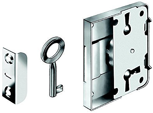 Gedotec Sicherheitsschloss für Schubläden Möbelschloß für Schränke Kastenschloss Set | Dornmaß: 25 mm | Schrankschloss Stahl vernickelt | MADE IN GERMANY | 1 Stück - Aufschraubschloss inkl. Schlüssel