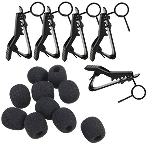 Gazechimp 10Stück Mikrofon Windschutz Schaumstoff+5 Stück Mikrofon Clip Krawattenklammer Mikrofonklammer Mikrofonhalter